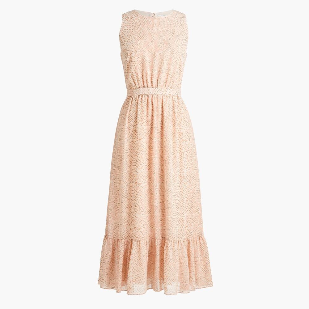 J.Crew Dress Womens Plus Size 24 3X Printed Tiered Midi Snake Python Print‎ Pink